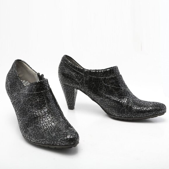 Ron White Leather Patent Ankle Shoe Shootie Black Reptile Eyelash Holographic 42 - Picture 8 of 13